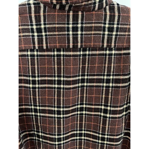 Flannel Mens Shirt L Brown Plaid Jachs Outdoors Workweqr Winter - Picture 4 of 5